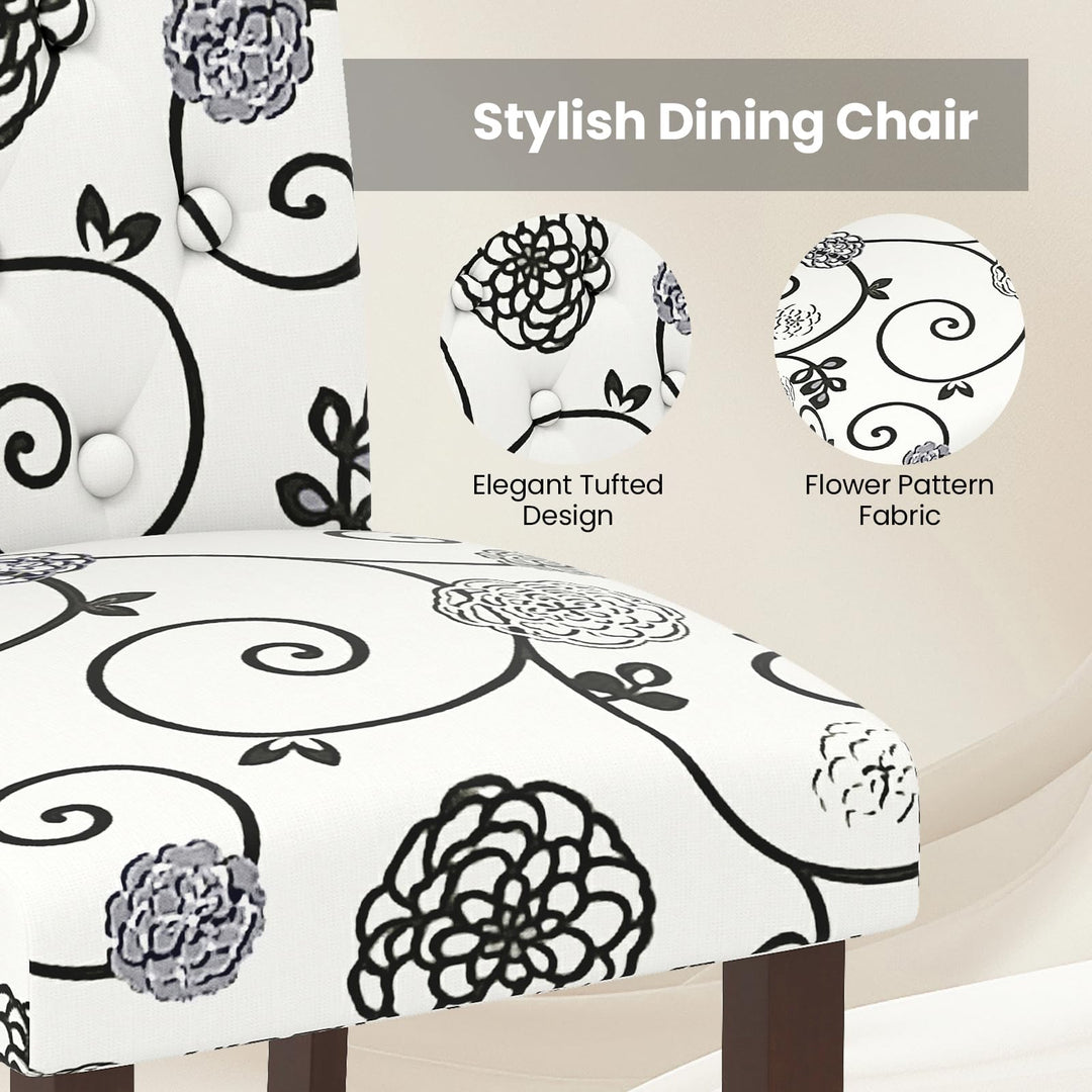 Giantex Tufted Dining Chairs Set of 2/4 Upholstered Kitchen Chairs w/Padded Seat & High Backrest