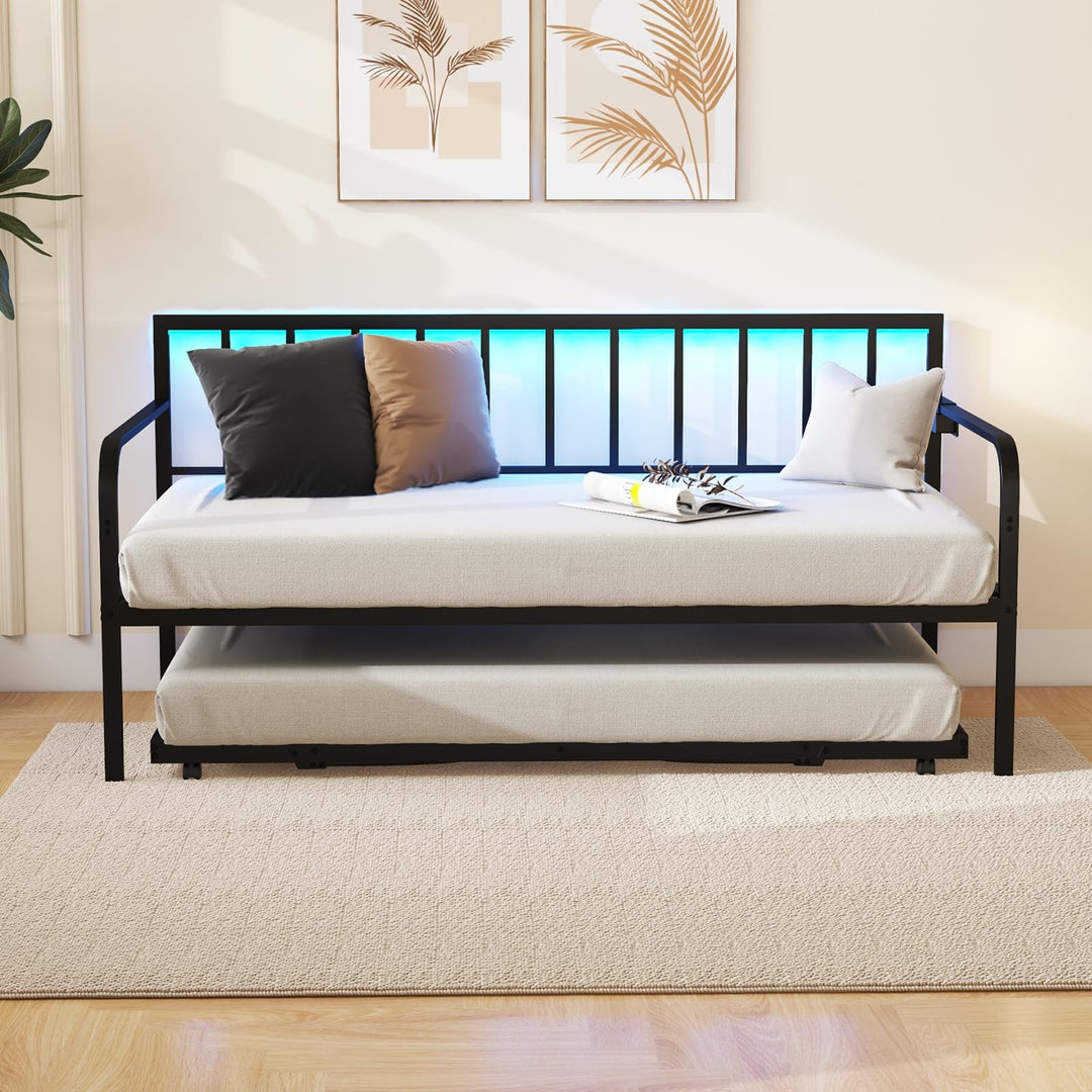 Giantex Twin Daybed with Charging Station & LED Lights