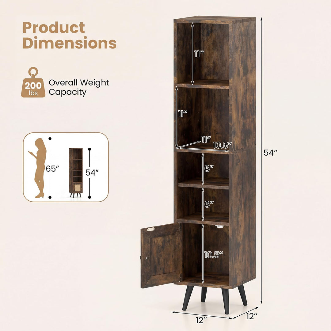 Giantex 6-Tier Tall Narrow Bookcase 54 Inches Slim Storage Cabinet