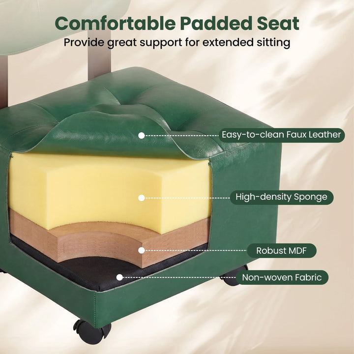 Giantex Small Rolling Footrest Stools Set of 2 with Backrest and Lockable Wheels
