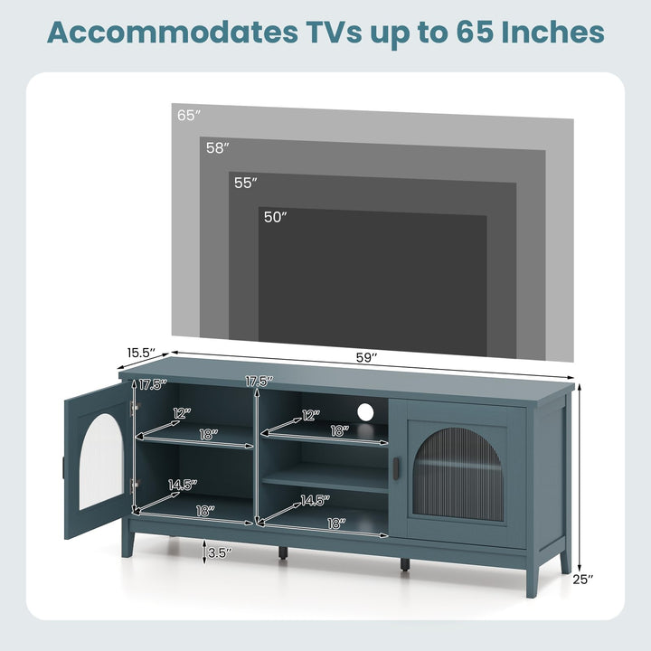 Giantex Modern Vintage TV Cabinet with Adjustable Shelves and 2 Cable Holes for TVs up to 65 Inches
