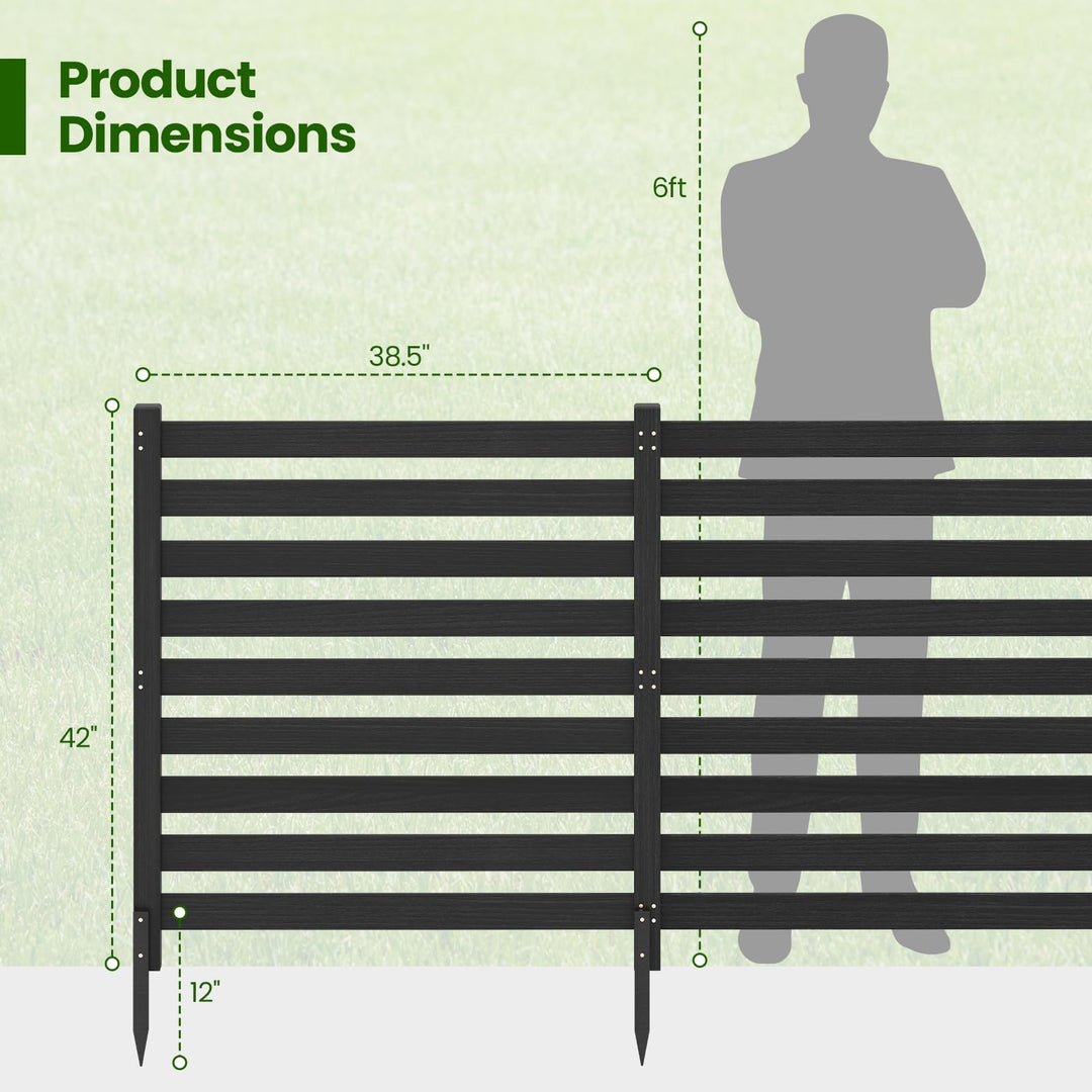 GIANTEX 42" No-Dig Slatted Outdoor Wood Privacy Screen (2/3/4)