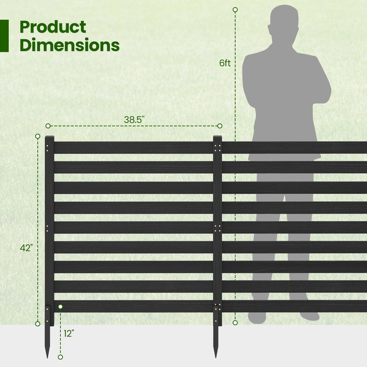GIANTEX 42" No-Dig Slatted Outdoor Wood Privacy Screen (2/3/4)