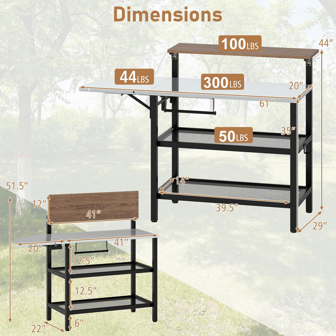 Giantex Outdoor Bar Table with Flip-Up Top & Foldable Side Table