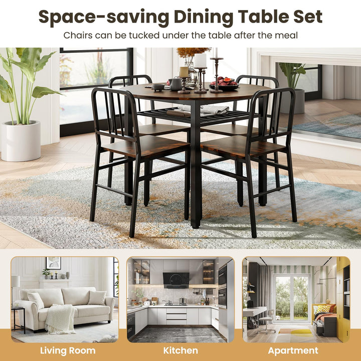 Giantex 40-Inches Round Kitchen Table & Chairs with Storage Rack & Metal Frame