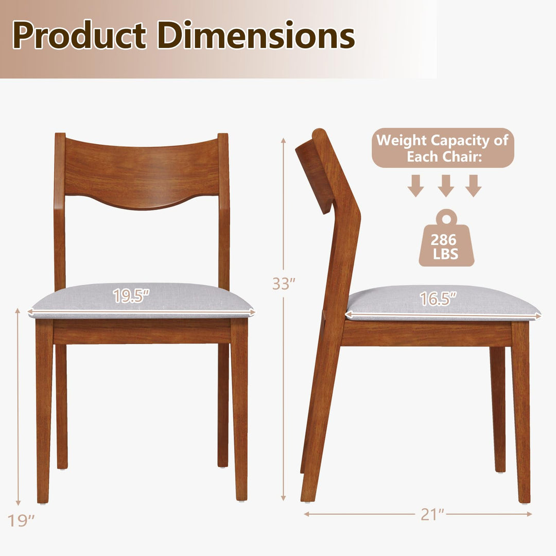 Giantex Wooden Dining Chairs Set of 2/4, Linen Fabric Upholstered Kitchen Chairs w/Rubber Wood Frame
