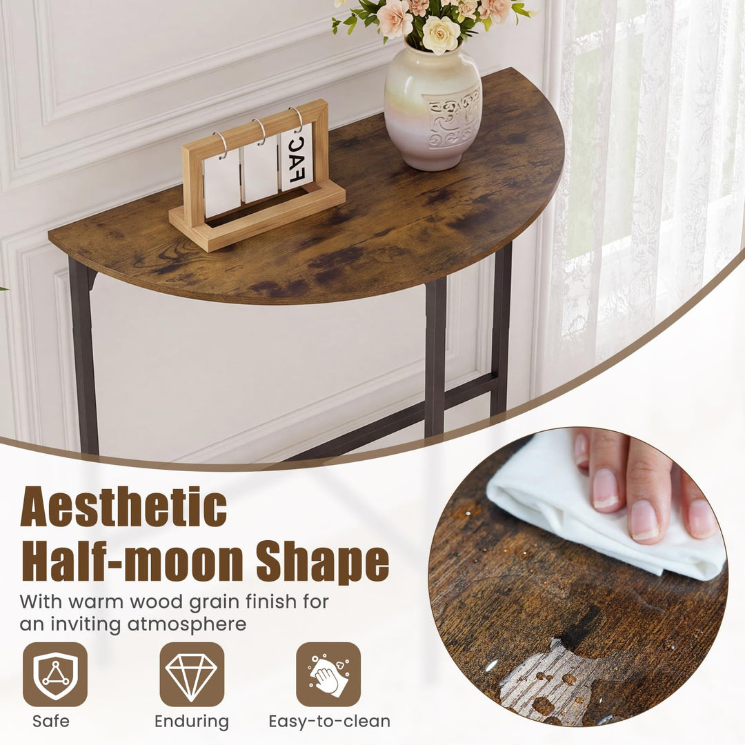 GIANTEX 32" Half Moon Industrial Narrow Console Table