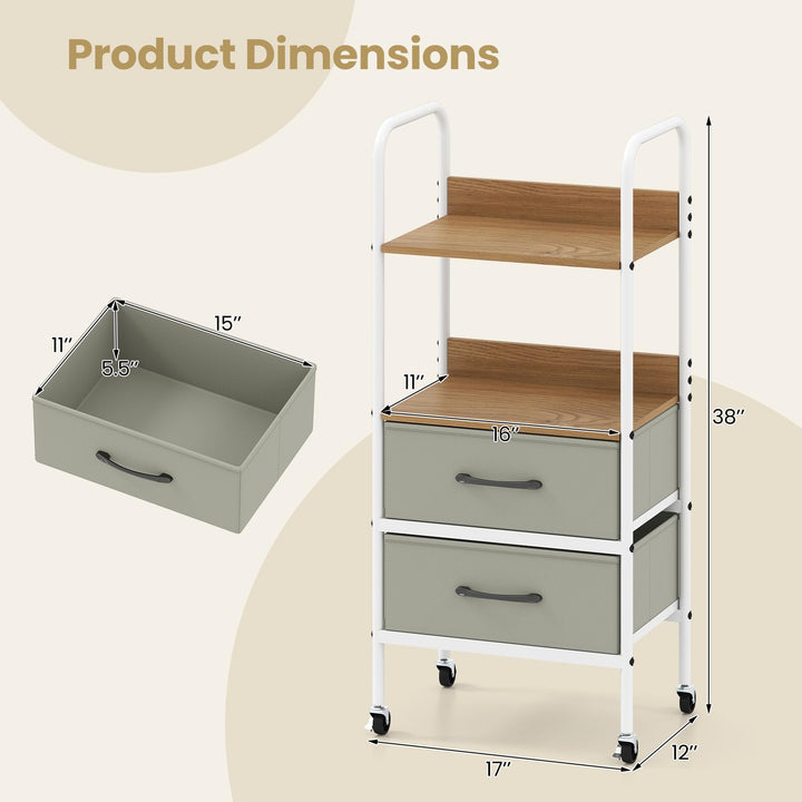 Giantex Utility Rolling Cart with Foldable Fabric Drawers