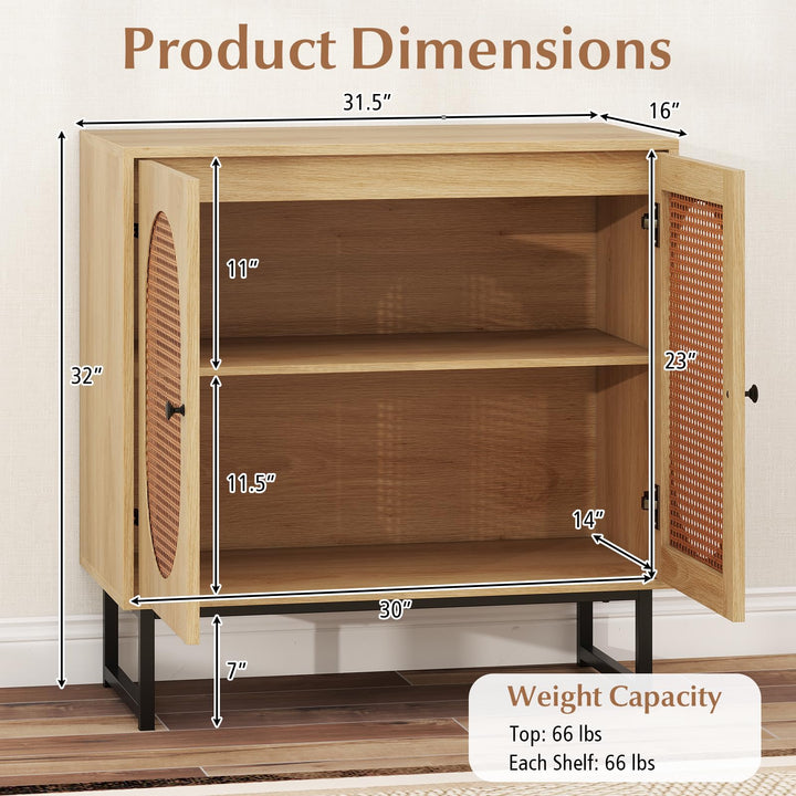 Giantex Small PE Rattan Buffet Cabinet with 2-Door Boho Sideboard