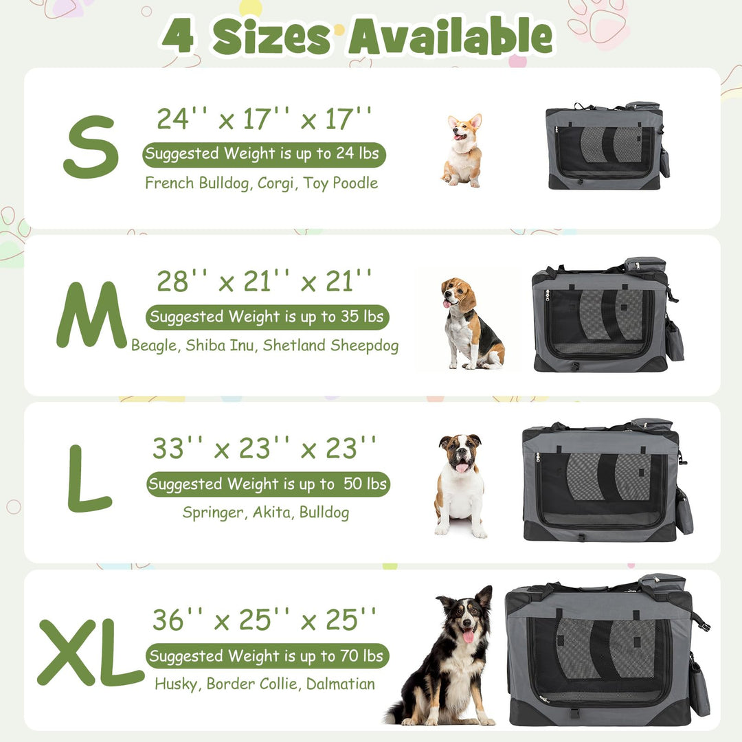Giantex Folding Soft Dog Crate with 5-Sided Mesh