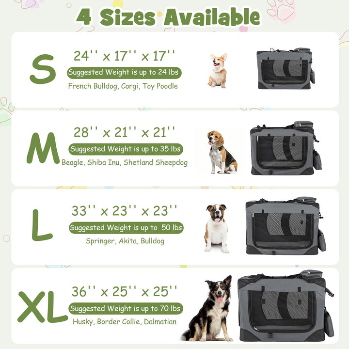 Giantex Folding Soft Dog Crate with 5-Sided Mesh