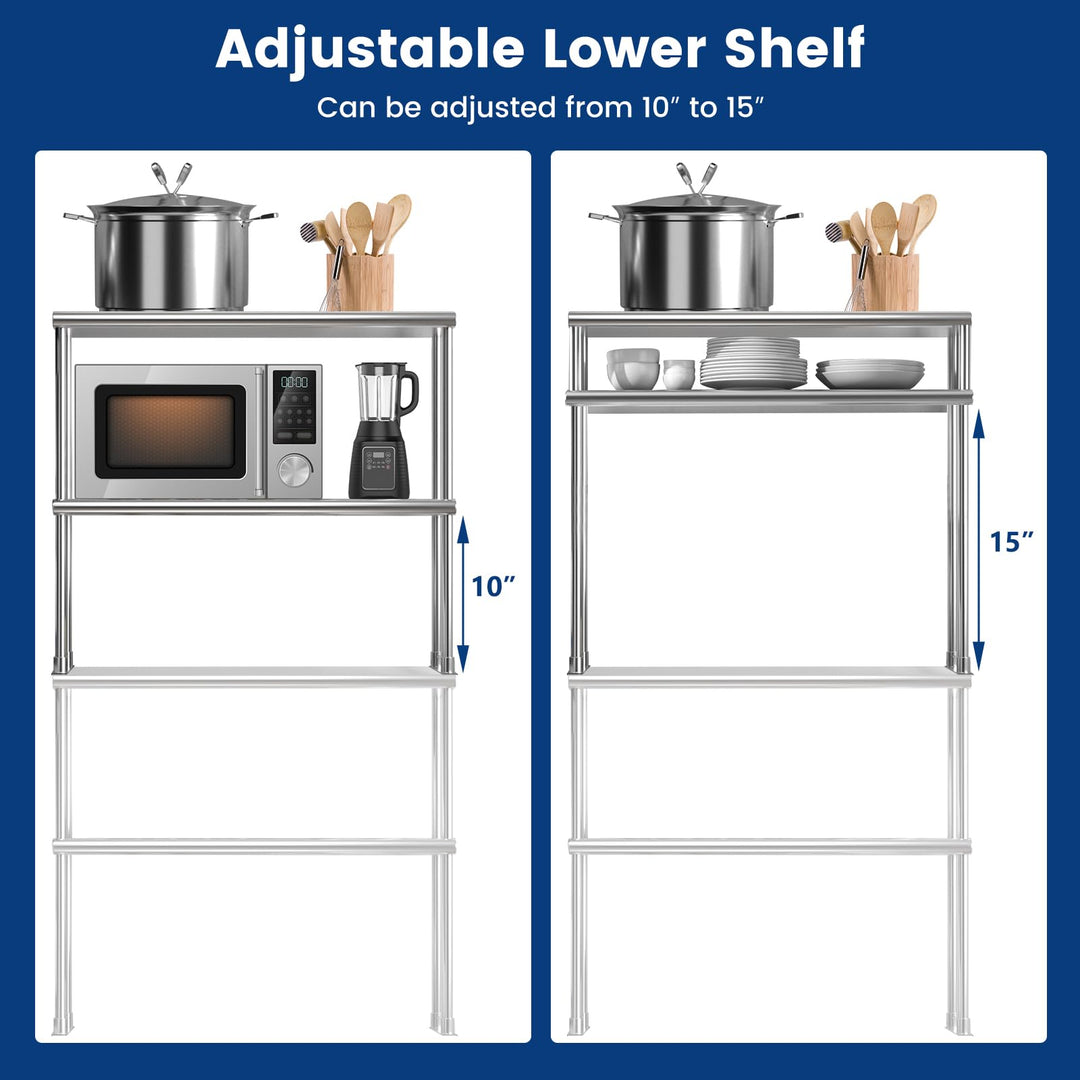 Giantex Stainless Steel Table with Overshelf, 36"×24"
