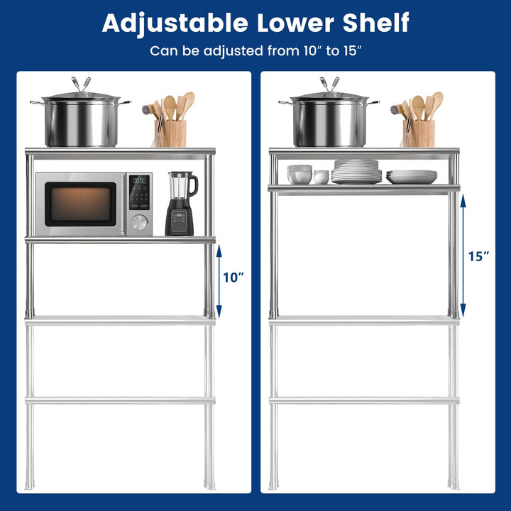 Giantex Stainless Steel Table with Overshelf, 36"×24"