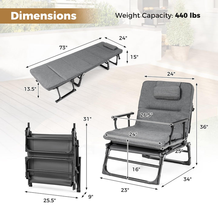 Giantex Folding Patio Lounge Chair with 6-Level Adjustable Backrest
