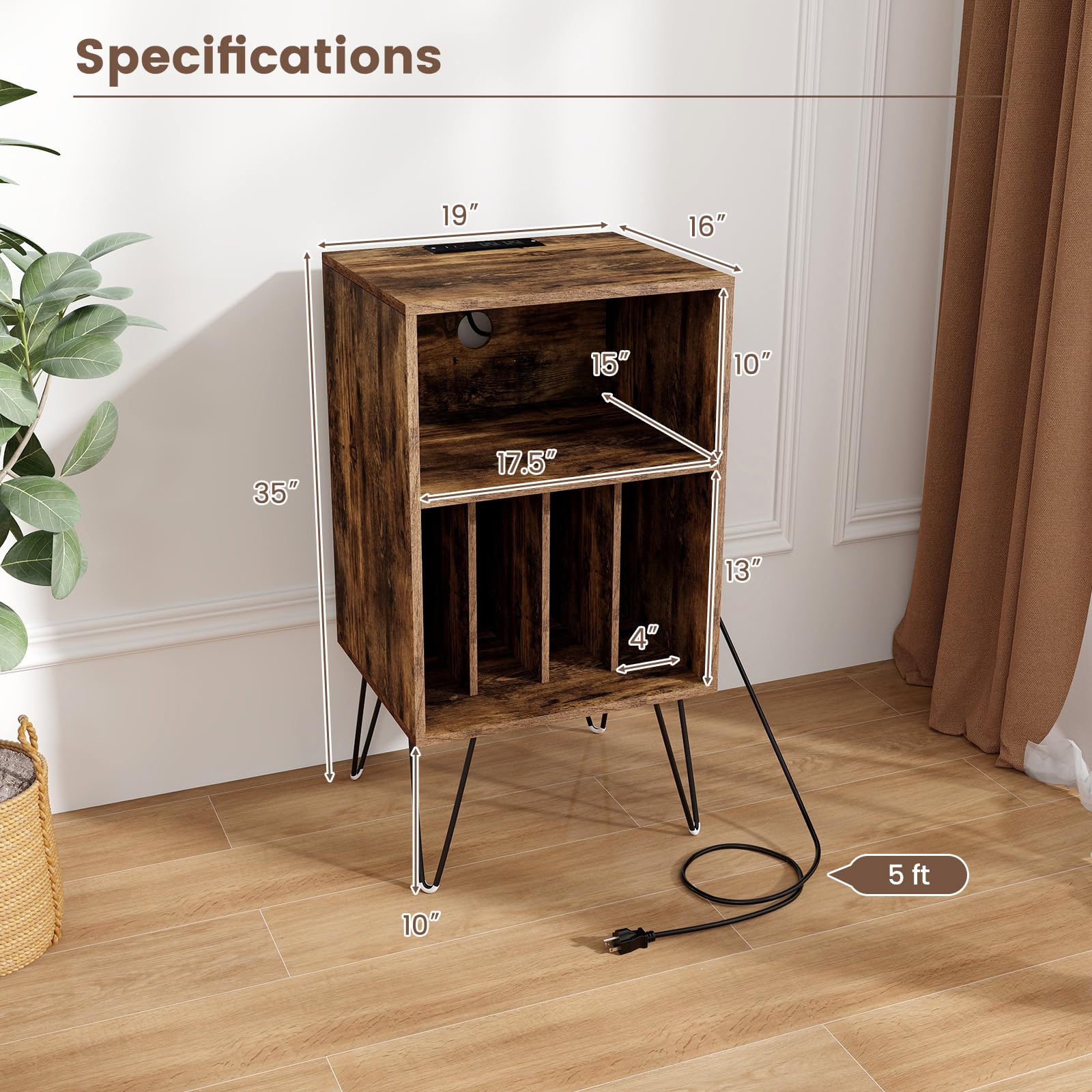 Giantex Record Player Stand with Charging Station