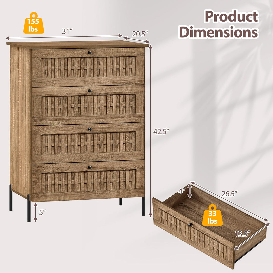 Giantex 4-Drawer Dresser with Interlocking Mechanism and Metal Legs for Bedroom
