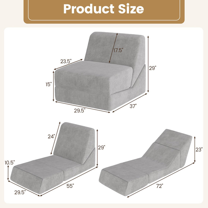 Giantex 3-in-1 Folding Sofa Bed Convertible Sleeper Chair with Back Support, High Density Sponge