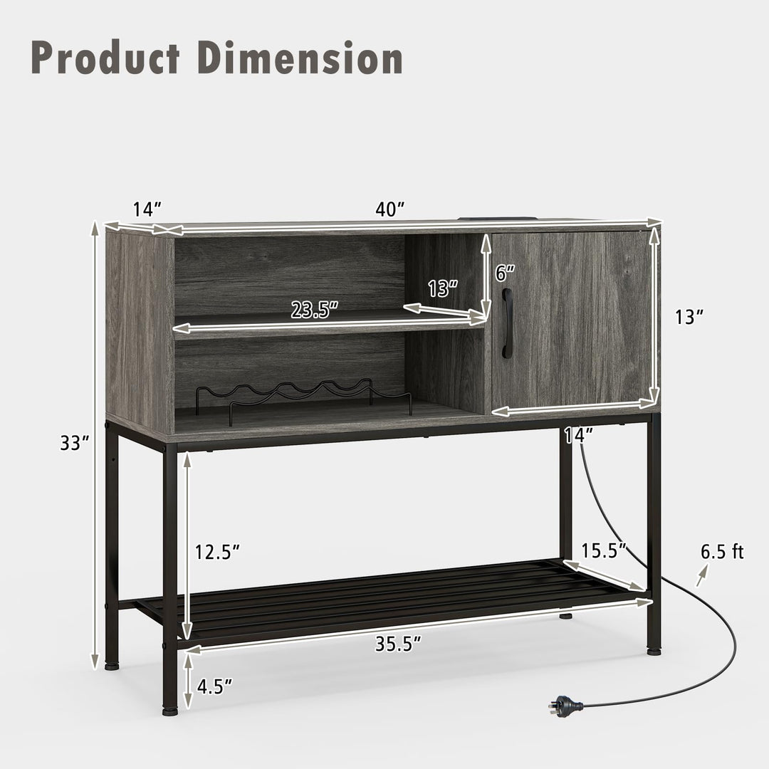 Giantex Buffet Cabinet with Power Outlets & USB Ports, Wood Coffee Bar Cabinet