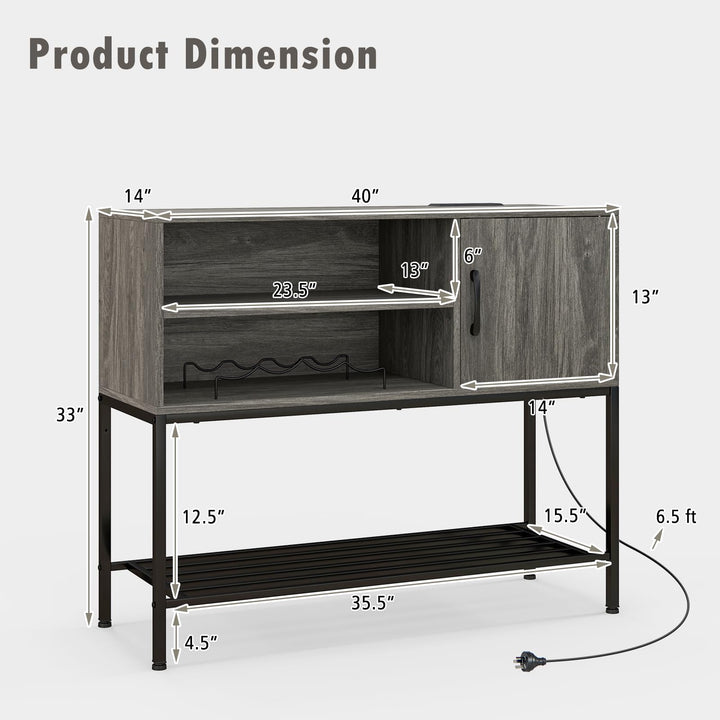 Giantex Buffet Cabinet with Power Outlets & USB Ports, Wood Coffee Bar Cabinet