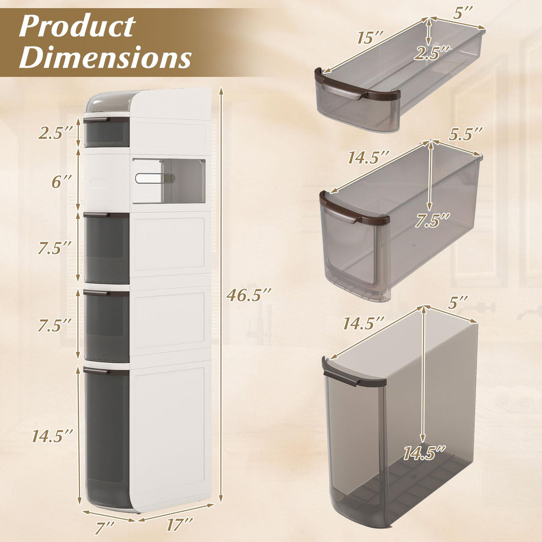 Giantex 6-Tier Narrow Bathroom Storage Cabinet with Drawers and Tissue Box