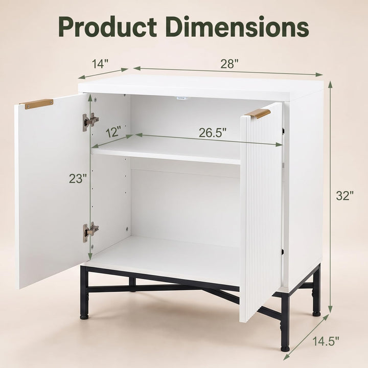 GIANTEX Fluted Storage Cabinet with 2 Doors and Adjustable Shelf