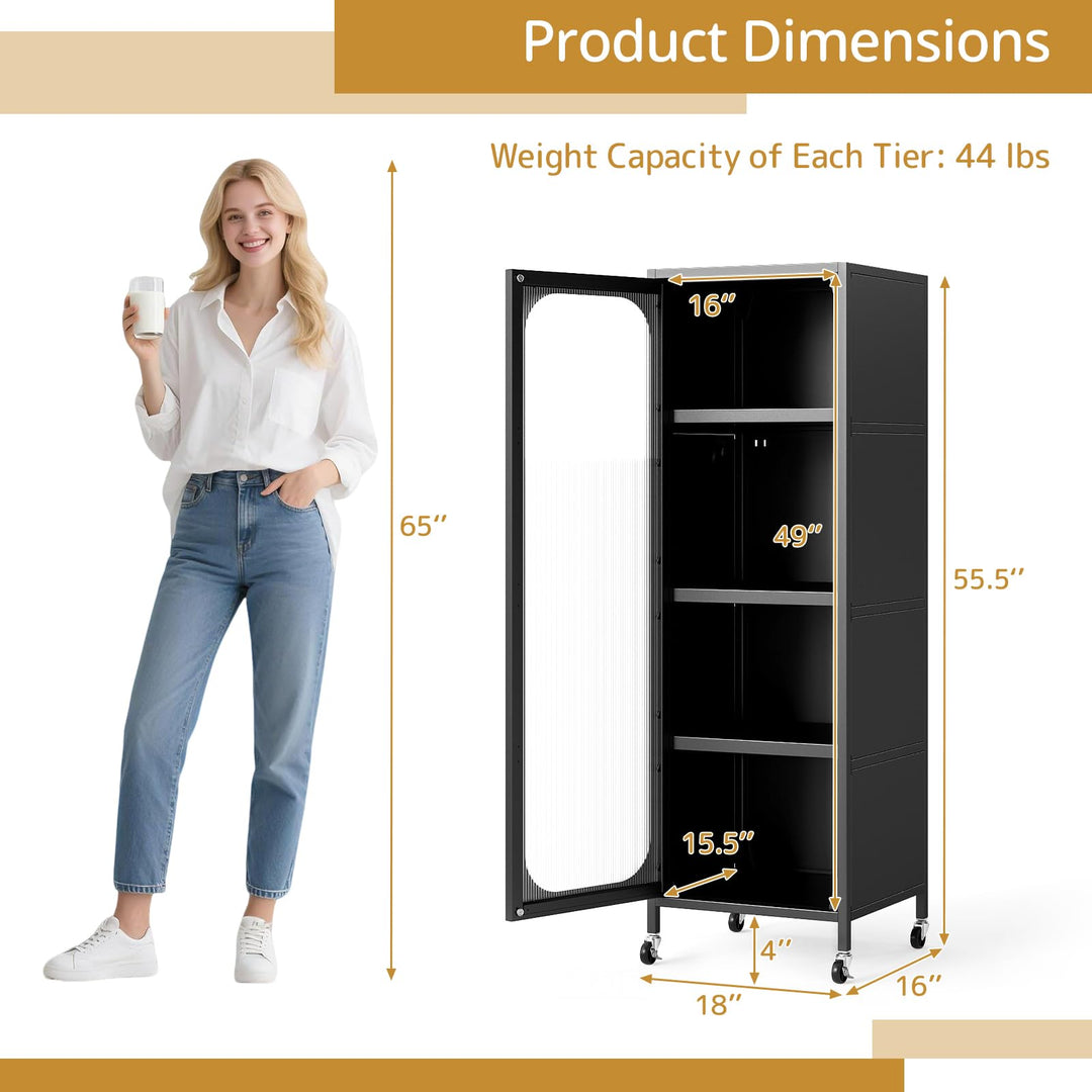 Giantex 5-Tier Mobile Storage Cabinet Tall Narrow Metal Kitchen Pantry