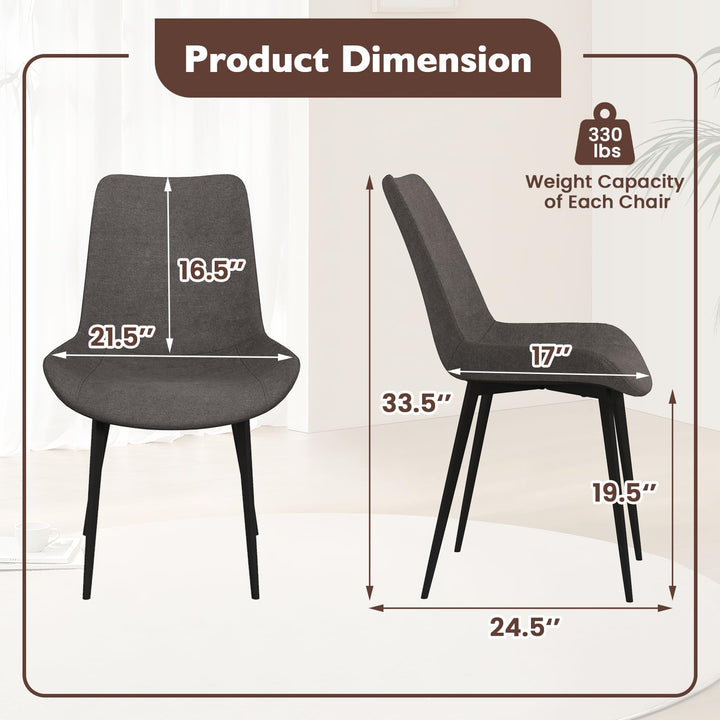 Giantex Dining Chair Set of 4 Upholstered Kitchen Side Chairs w/Metal Legs Padded Seats & Backs