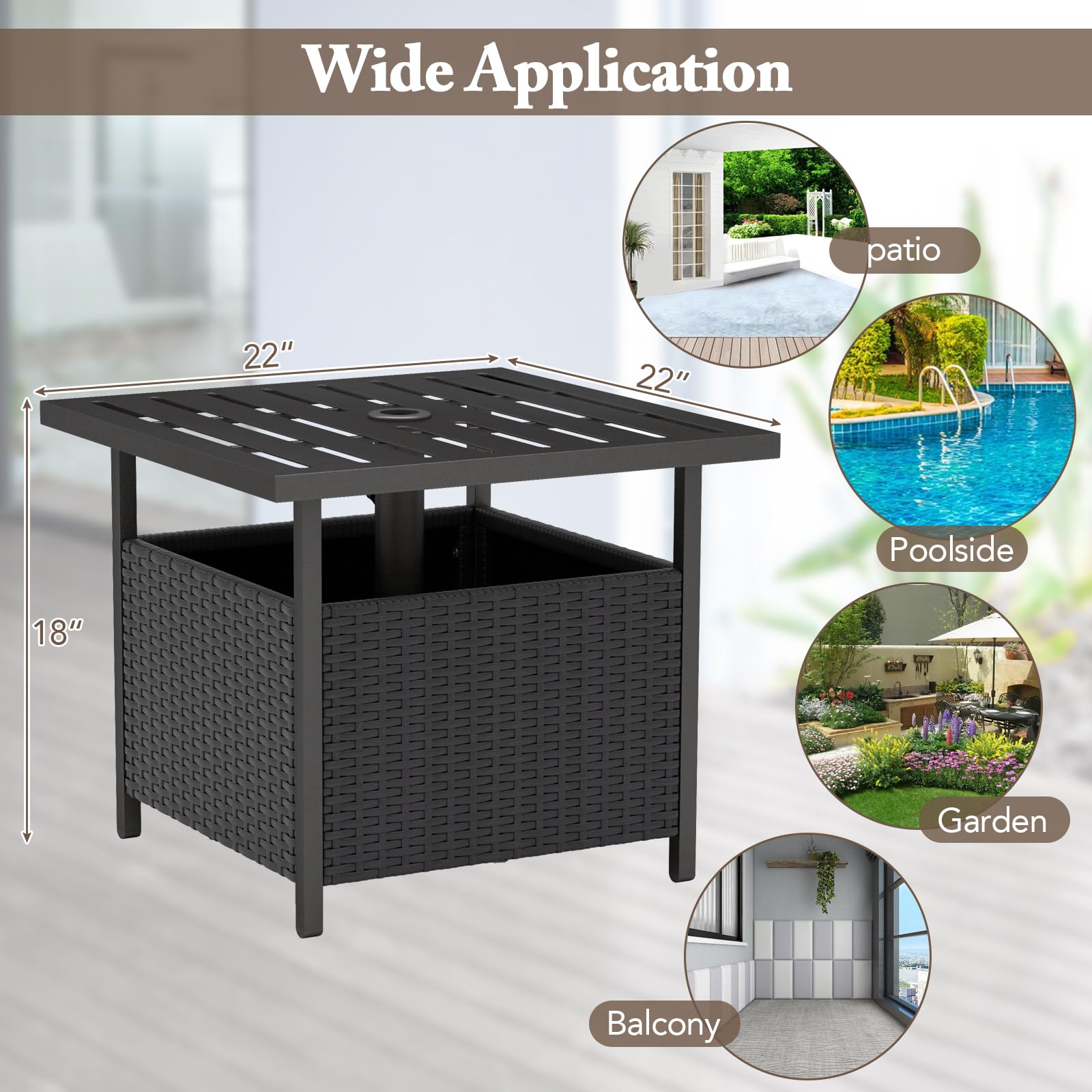 Giantex Patio Rattan Wicker Umbrella Side Table
