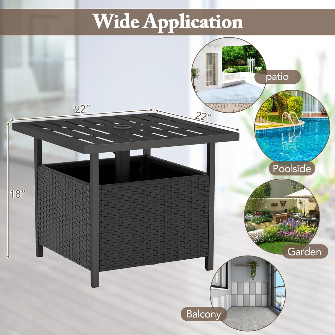 Giantex Patio Rattan Wicker Umbrella Side Table