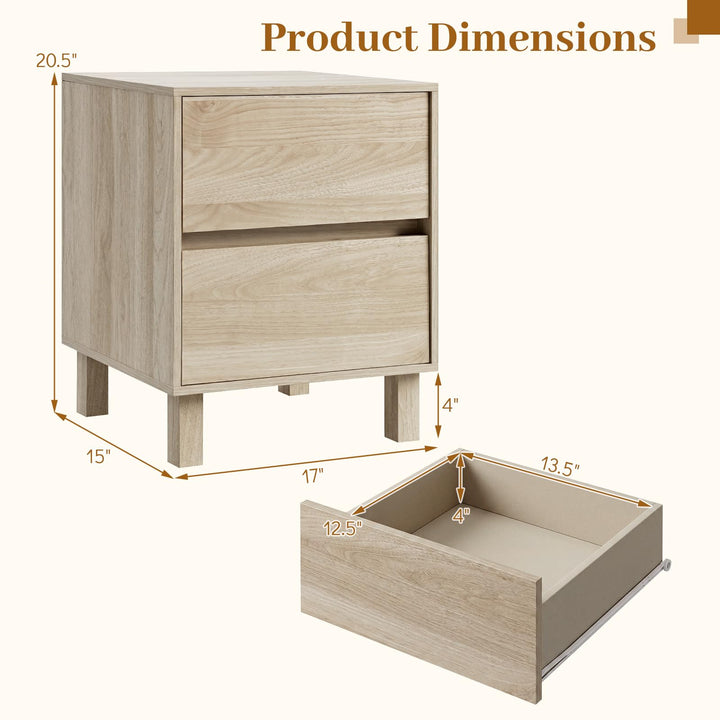 Giantex Modern Wood Night Stand w/2 Storage Drawers (1/2)