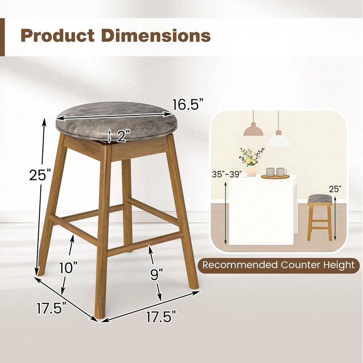 Giantex Swivel Counter Height Barstools with Solid Wood Legs and Footrests