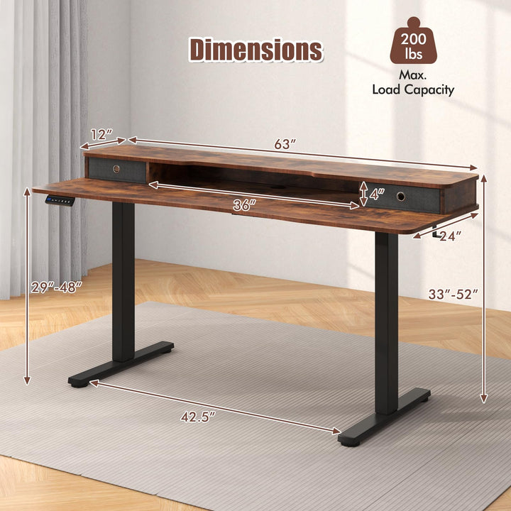Giantex Electric Standing Desk with 2 Drawers, 63" x 24"