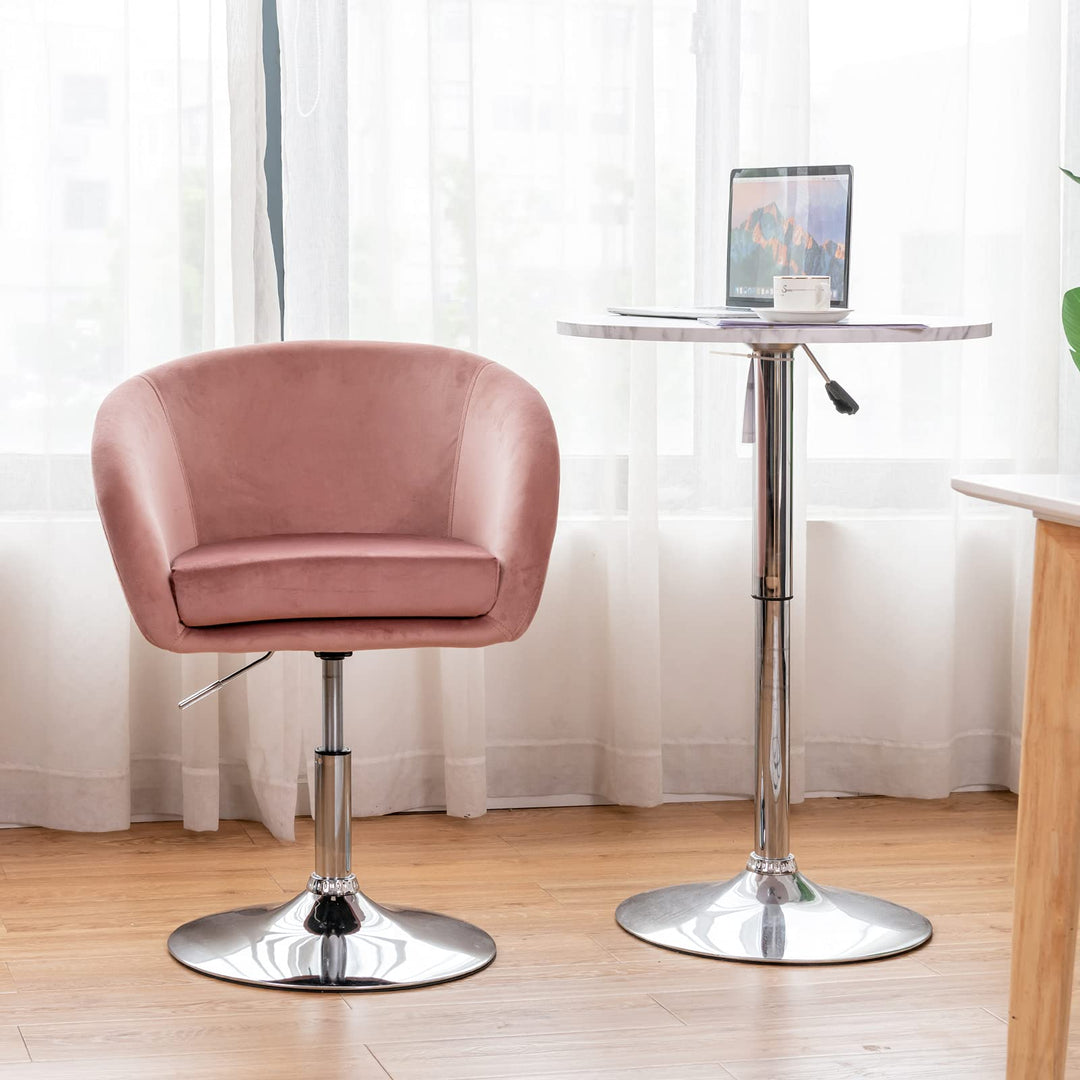 Height Adjustable Modern Velvet Makeup Chair with Chrome Frame