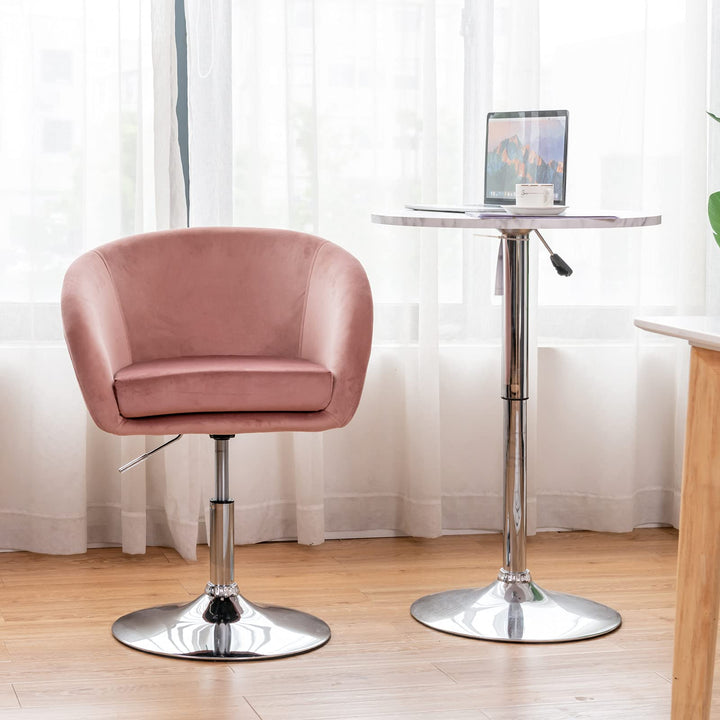 Height Adjustable Modern Velvet Makeup Chair with Chrome Frame