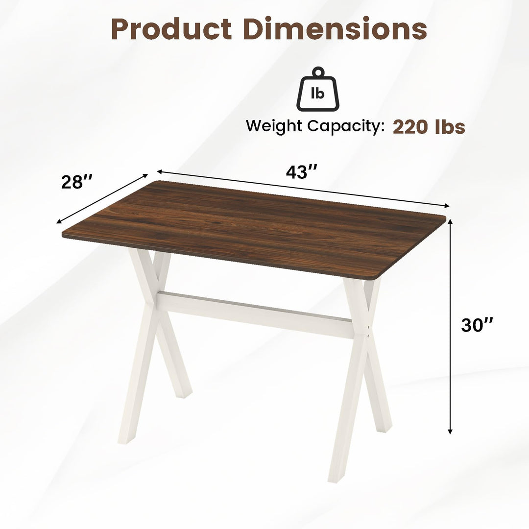 Giantex 43" x 28" Wooden Dining Table with X-Shaped Frame Reinforced Crossbar