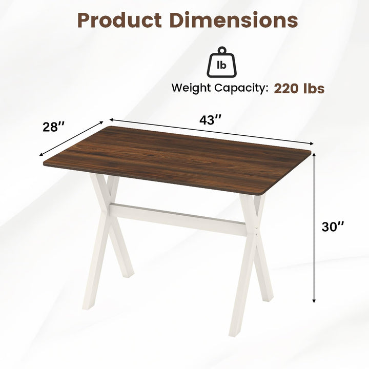 Giantex 43" x 28" Wooden Dining Table with X-Shaped Frame Reinforced Crossbar