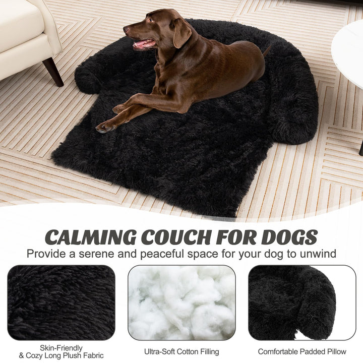 Giantex Calming Dog Bed - Fluffy Plush Pet Bed for Couch, Removable Washable Cover