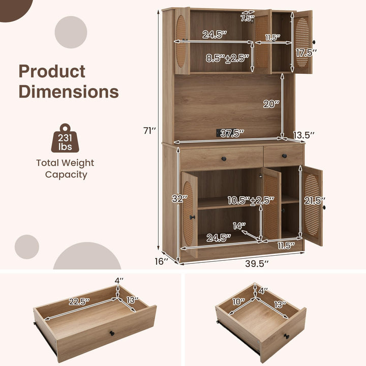 Giantex Kitchen Hutch, 71" Tall Boho Pantry Cabinet