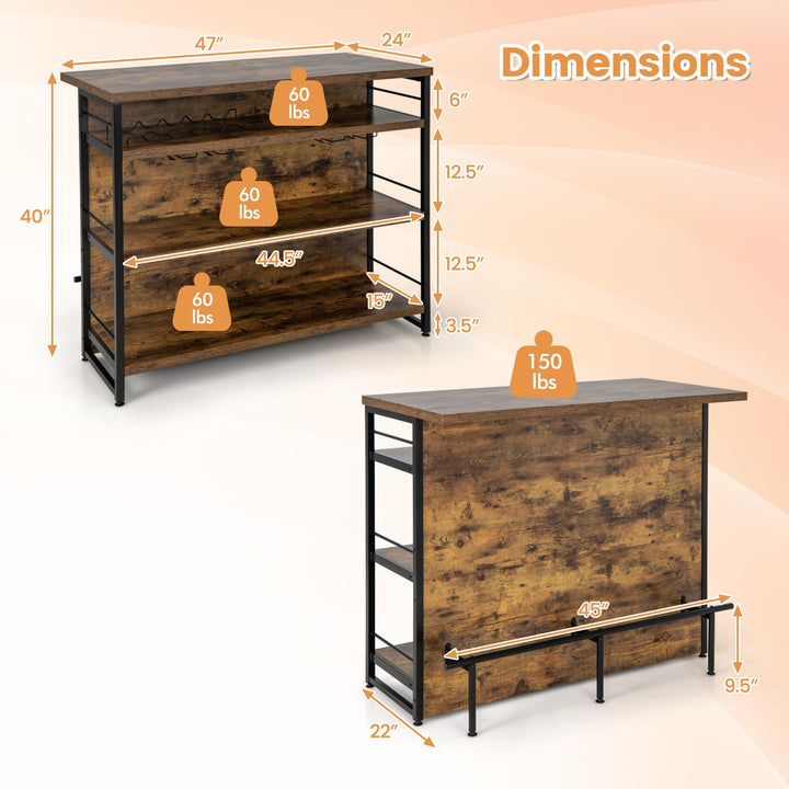 4 Tier Liquor Bar Table with Footrest - Giantex