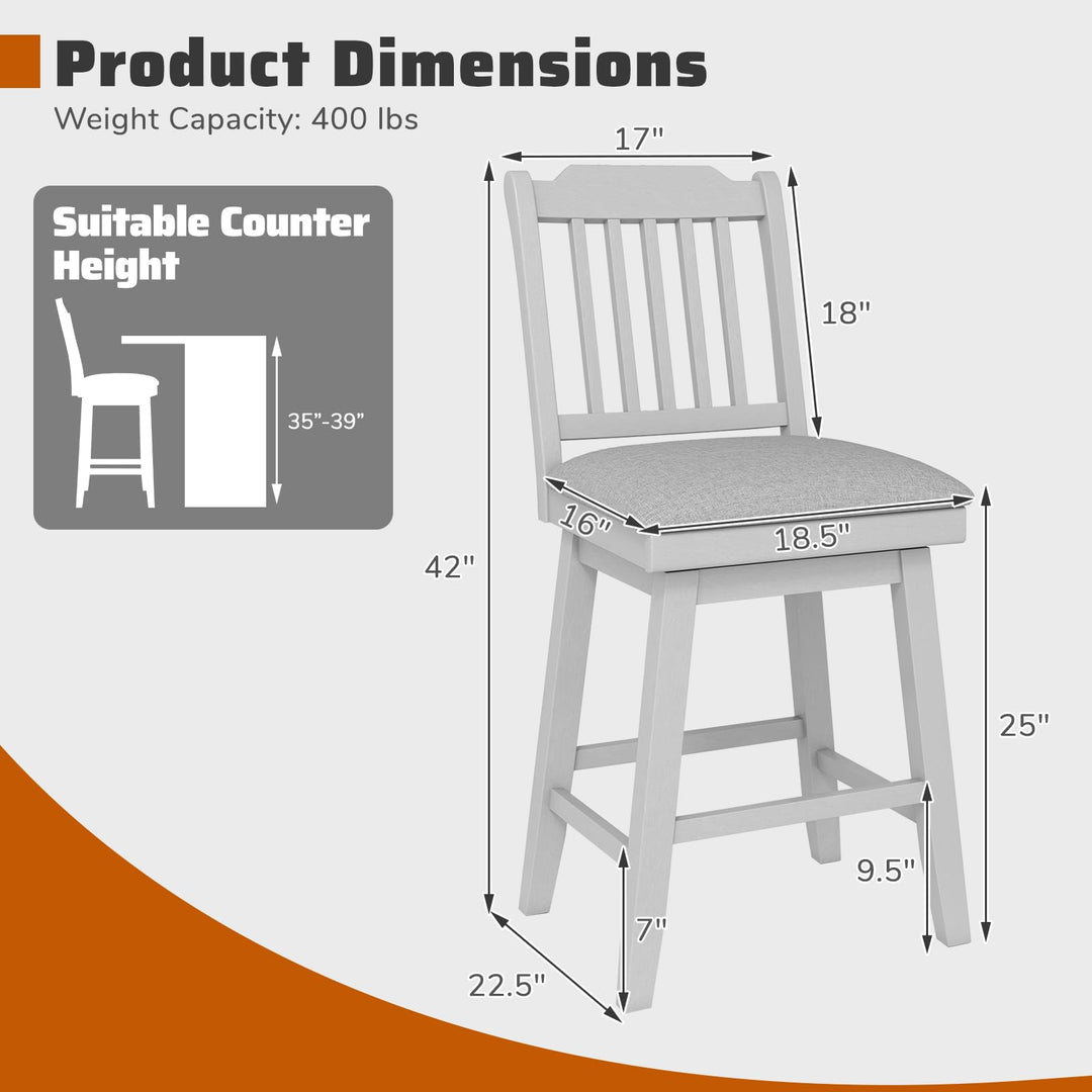 Giantex 25" Modern Bar Stools Set of 2/4 360° Swivel Counter Height Chairs