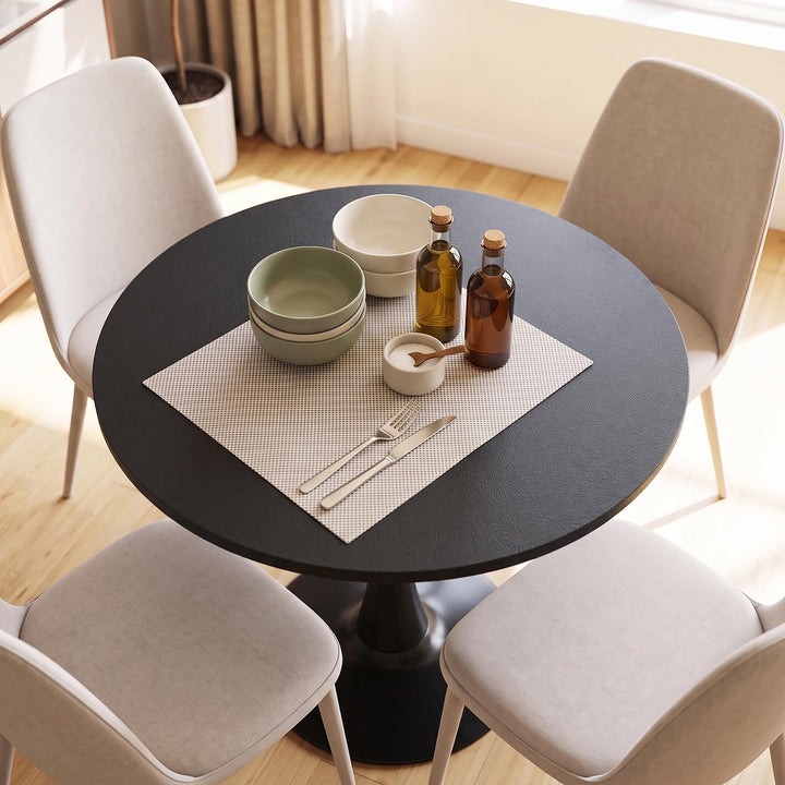 31.5-Inch Tulip Table for 2-4 with Thickened Table and Metal Pedestal for Small Spaces