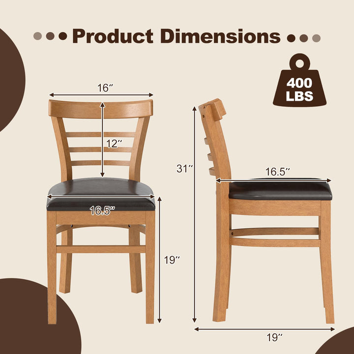 Giantex Wooden Dining Chairs Set PU Leather Upholstered Kitchen Chair w/Rubber Wood Legs