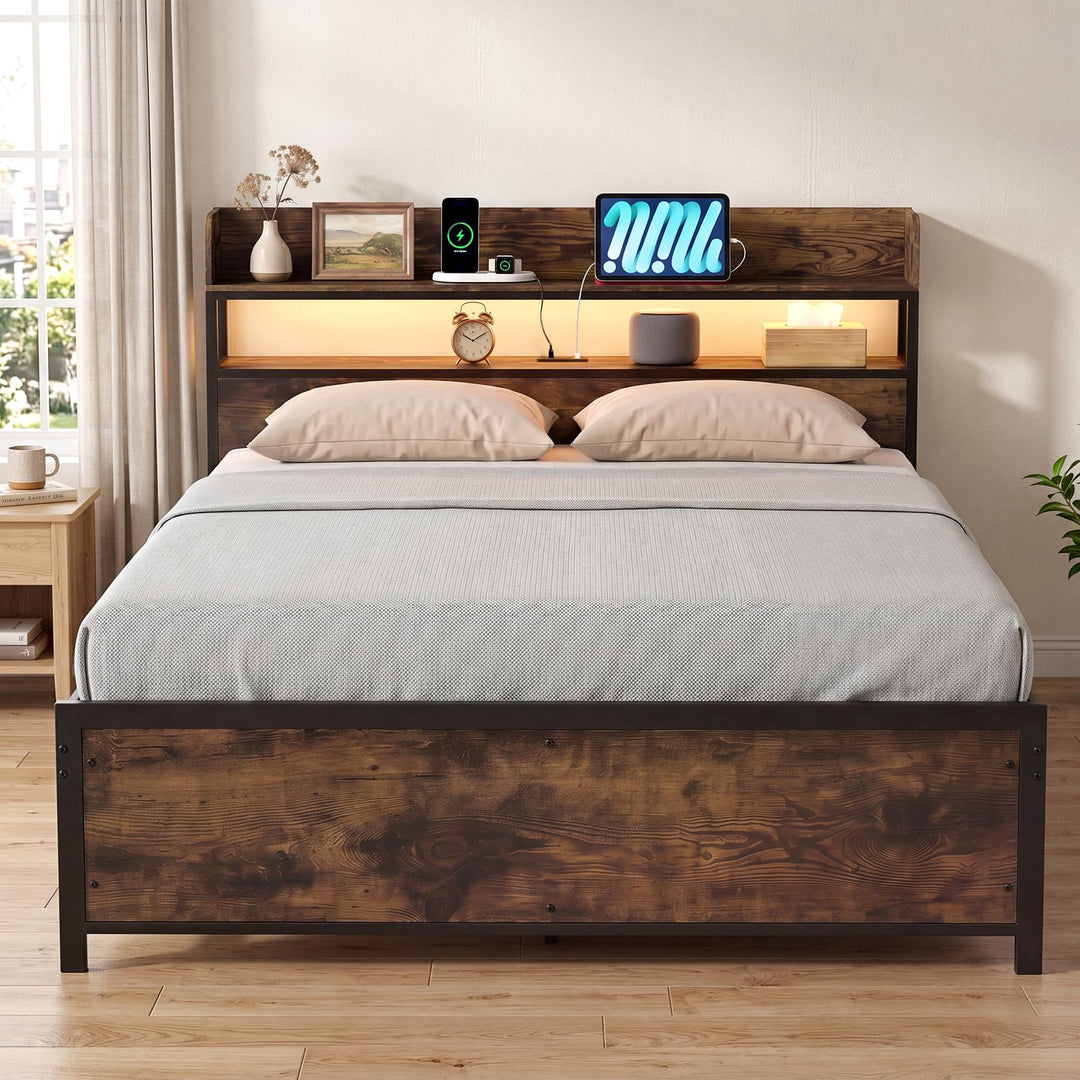 Giantex Queen Size Bed Frame with Storage Headboard