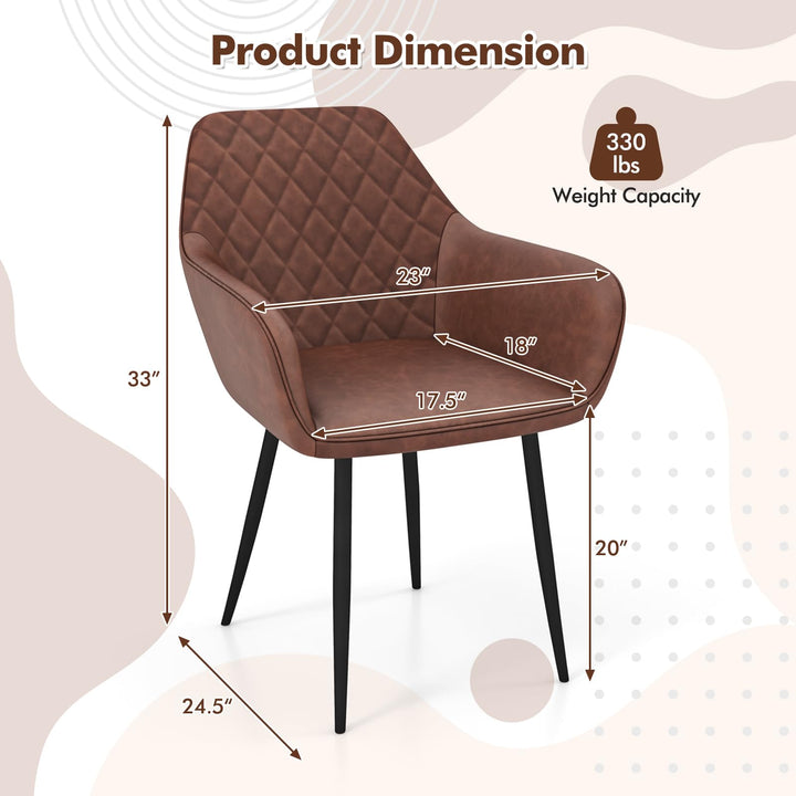 Giantex Mid Century Modern Dining Chairs Set of 2/4, Upholstered Accent Chairs w/Curved Backrest, Wide Seat & Armrests
