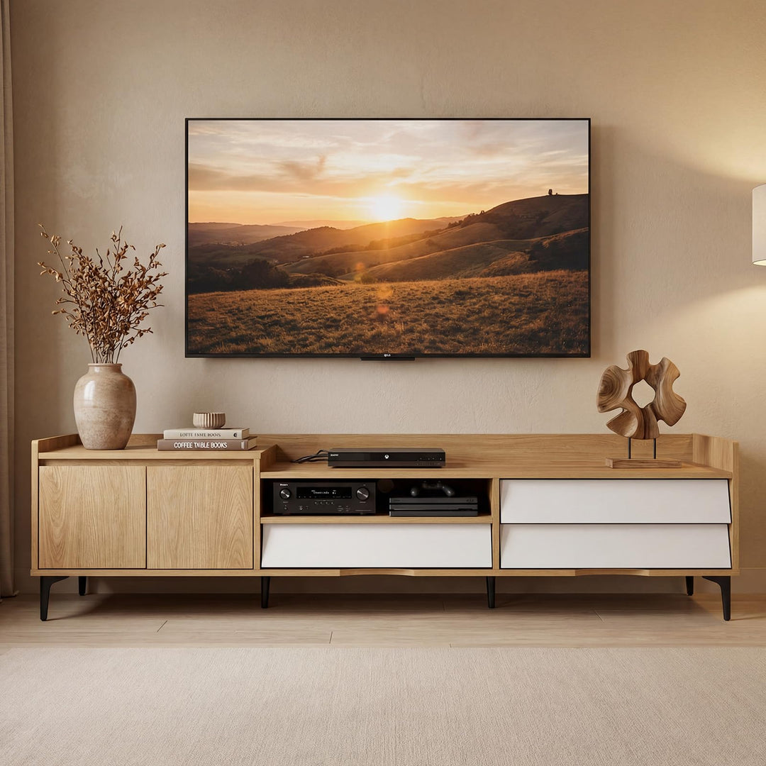 Giantex Modern TV Stand for 80" Television with Open Shelf