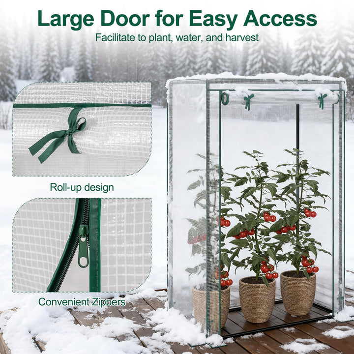 Giantex Portable Mini Greenhouse with Roll-Up Zippered Door