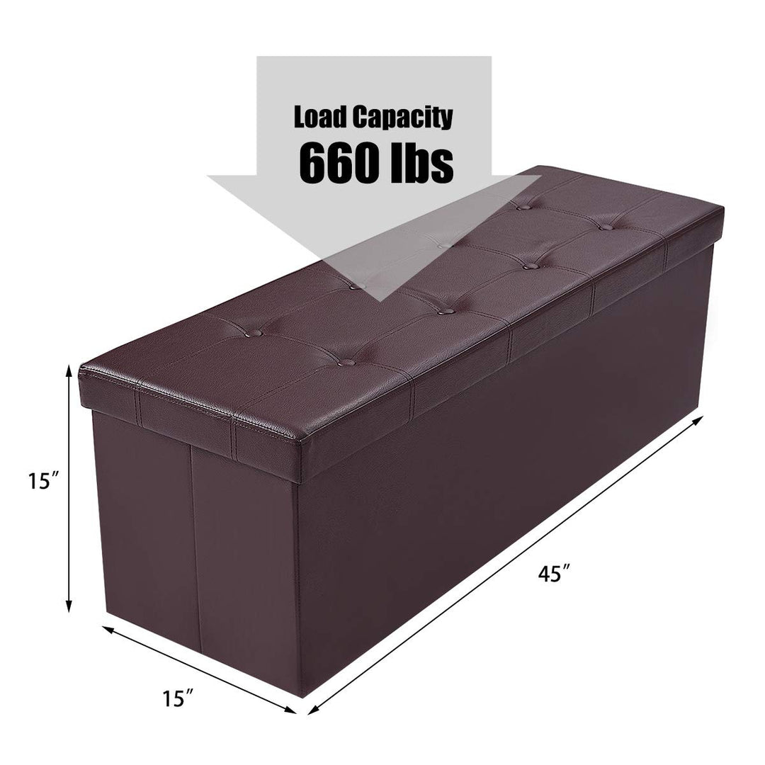Giantex 45" Folding Storage Ottoman Bench, Faux Leather
