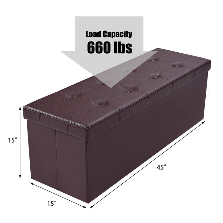 Giantex 45" Folding Storage Ottoman Bench, Faux Leather