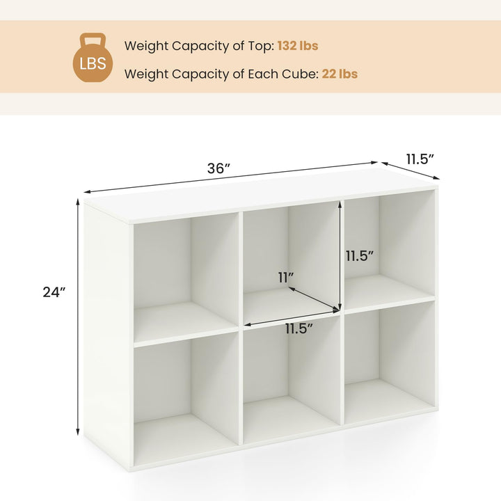 Giantex 6-Cube Bookcase, 3-Tier Cubby Bookshelf, Horizontal Vertical Display Rack with Anti-Tipping Kits