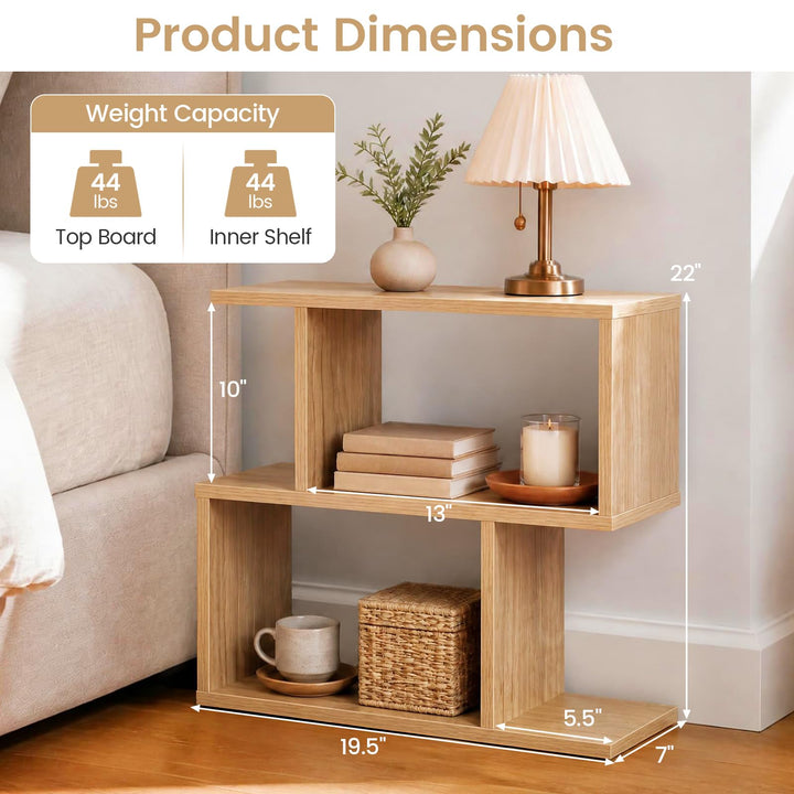 GIANTEX 3-Tier Wood S-Shaped Geometric Bookshelf